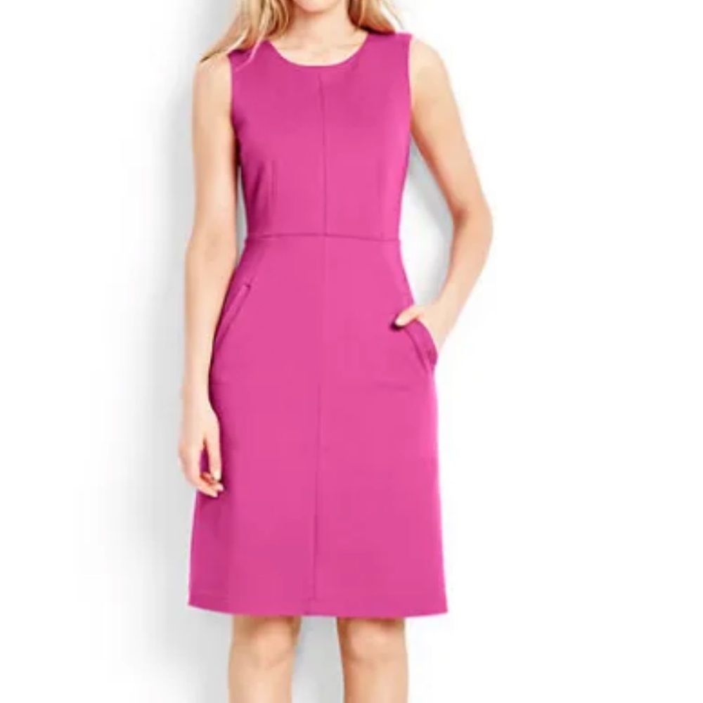 Lands' End Sleeveless Ponte Sheath Dress Rich Magenta